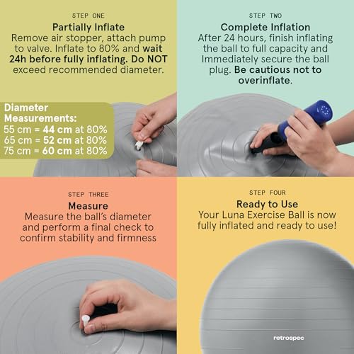 Anti-Burst Exercise Ball with Pump - 65cm Rose Yoga & Fitness