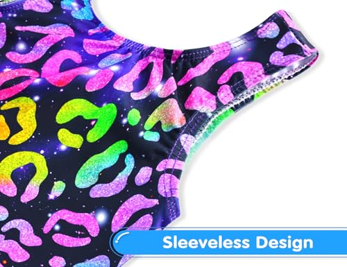 Sleeveless Gymnastics Leotard for Girls 6-7 Years - Colorful Leopard