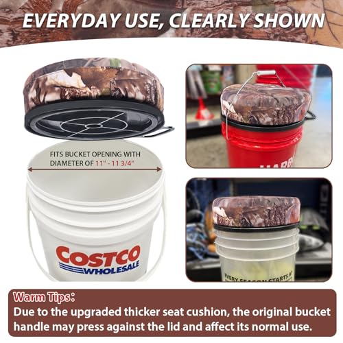 Presentastic Maple Leaf 5 Gallon Bucket Seat with 3" Thick Foam, Swivel Waterproof & Silent Hunting & Fishing Cushion