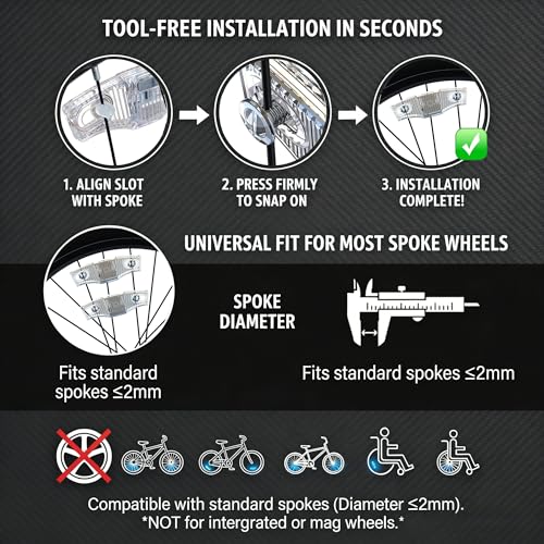 HANZE 2 Pack LED Bike Wheel Lights & Reflectors, 9 Colors, 21 Modes, USB Rechargeable