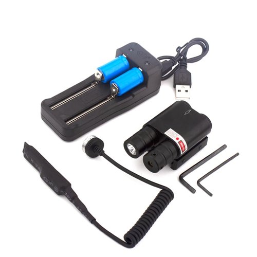 HIGOO Mini 2 in 1 Red Laser Dot Sight + Flashlight Combo Compatible with 20mm Picatinny Rail for Pistol Rifle Shotgun