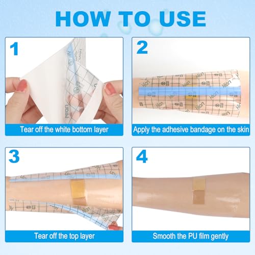 Tattoo Aftercare Waterproof Bandage - 50 Pre-Cut 4x4 Inch Sheets