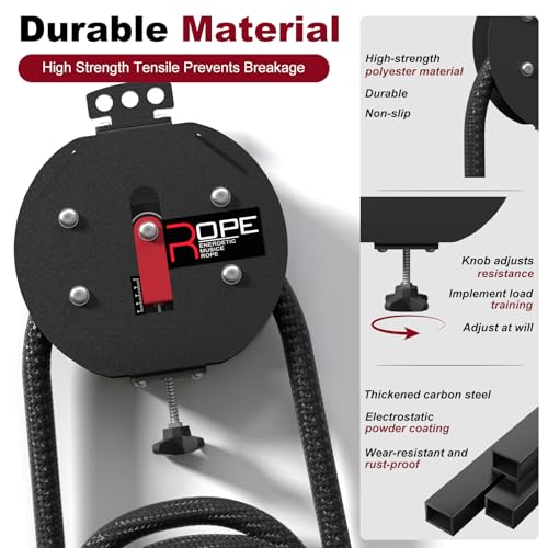 Portable Endless Rope Trainer with 14 FT Nylon Rope - Black-Red