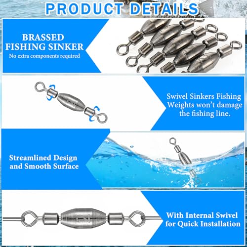 Brass Fishing Sinkers with Swivel - 1/32oz, 20 Pieces