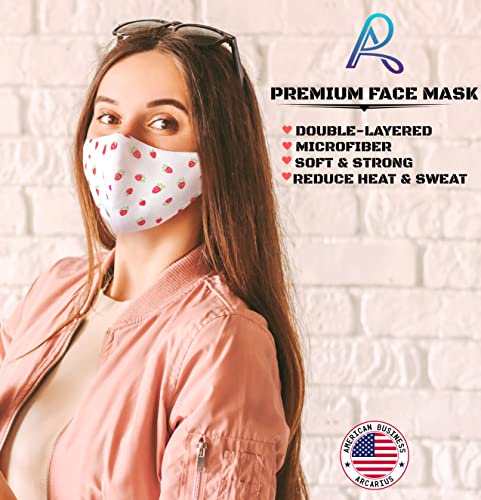 Reusable Strawberry Face Mask - Washable, Adjustable Ear Straps