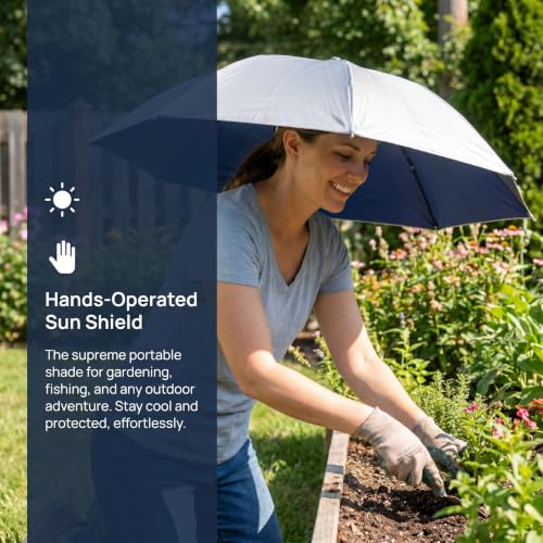 25-Inch Umbrella Hat for Fishing, Golf, Gardening & Outdoor Use