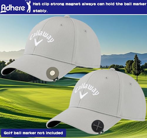 Magnetic Golf Hat Clip Ball Marker Holder - 2pcs Black Nickel