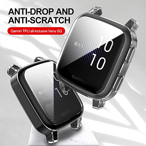 Garmin Venu Sq Screen Protector Case - 3-Pack Clear TPU Bumper Cover