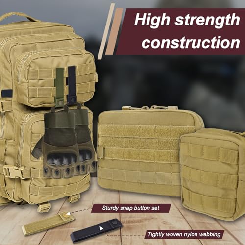 6-Inch Molle Webbing Straps with Snaps - 4 Pack Tactical Connectors - Black