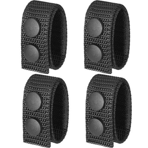 Tactical Duty Belt Keepers - 1000D Nylon, 2¼" Double Snaps, Black 4 Pack