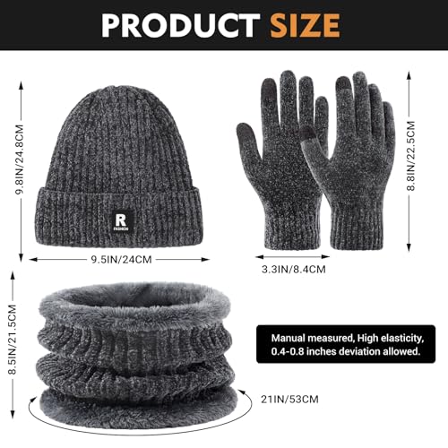 Chenille Winter Beanie Hat, Scarf & Gloves Set - Grey