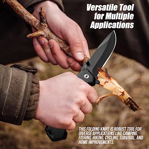 Folding Pocket Knife with Stainless Steel Blade - Lightweight Multi-Tool for Camping & Survival