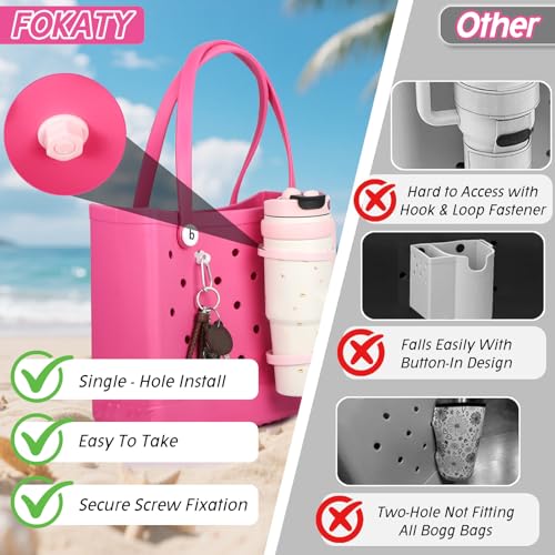 Cup Holder for Beach Totes - Fits 30oz & 40oz Tumblers - Pink