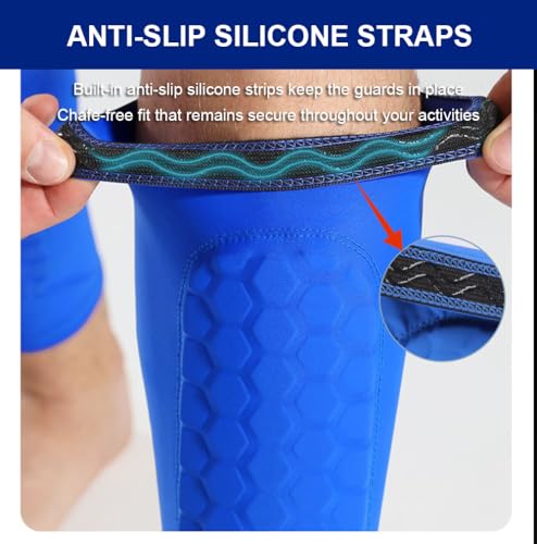 Soccer Shin Guards with Honeycomb Padding - Black, Medium