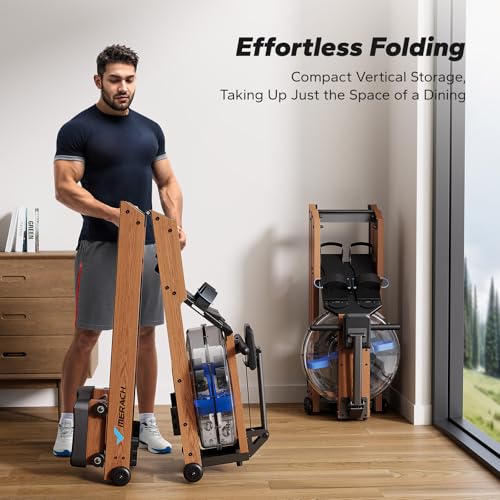 Water Rowing Machine - Foldable Solid Wood with 400LBS Capacity