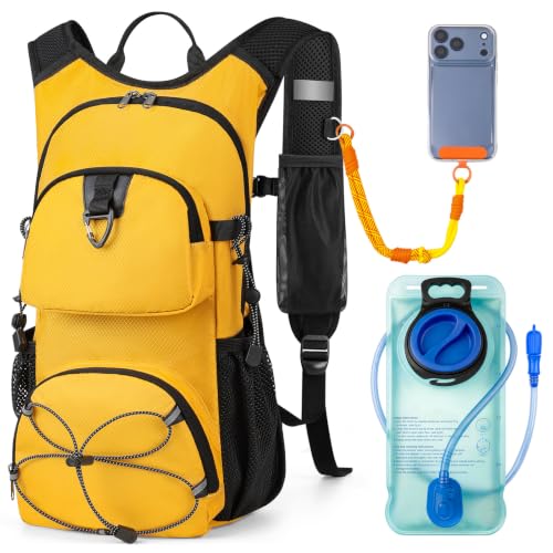 MOKURA Yellow 18L Lightweight Hydration Backpack with 2L Water Bladder