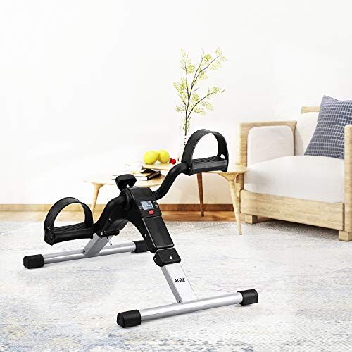 Mini Folding Pedal Exerciser - Adjustable Resistance, Silver