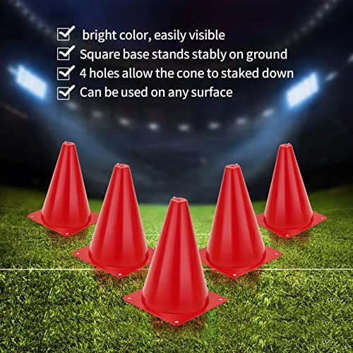 Agility Training Cones Set - 24 Pack 7 Inch Multi-Color for Soccer, Football & Basketball - Purple, Red, Orange, Blue, Yellow, Green