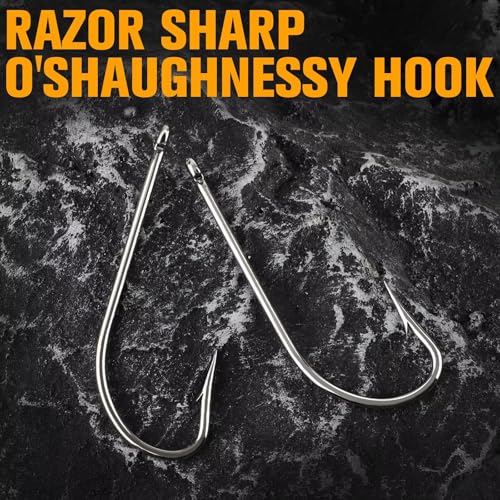 O'Shaughnessy Fishing Hooks - 4# Size, 100pcs Stainless Steel J Hooks