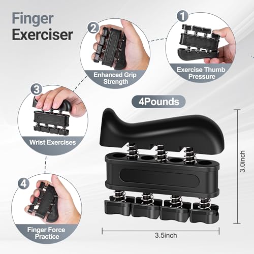 WATMAID Grip Strength Trainer Kit (5 Pack) — Adjustable 10-130 lb Hand Grippers & Finger Exercisers