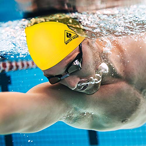 Latex Swim Cap for Long Hair - Durable Unisex Adult Swimming Gear - Yellow
