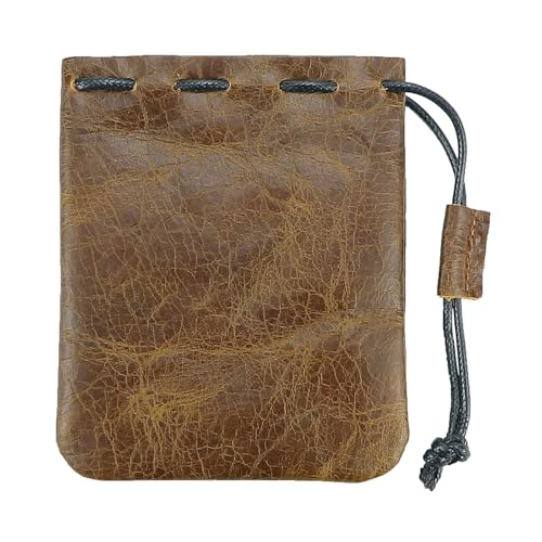 Drawstring Cowhide Bag - Small Waterproof Leather Pouch, Light Brown