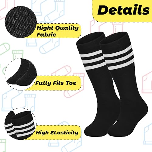 Kids Halloween Striped Knee-High Socks - 4 Pairs, 3-6 Years, White+Black+Pink+Deep Pink