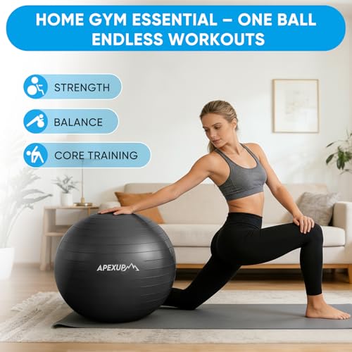 Anti-Burst Yoga Ball - 660 lbs Stability Ball with Pump, 5 Sizes