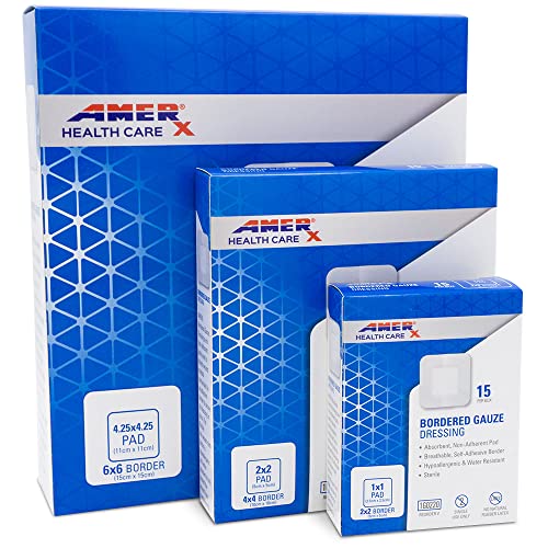 2" x 2" Bordered Gauze Dressing - Adhesive, Water Resistant - 15 Pads