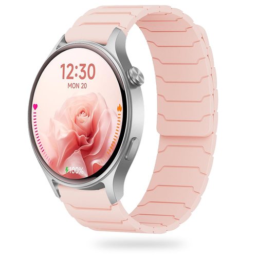 LYSANDRA Magnetic Watchband Compatible with Fitpolo AR-01, Silicone Sport Strong Magnet Strap for aeac AR-01 Smart Watch, for women (Pink)
