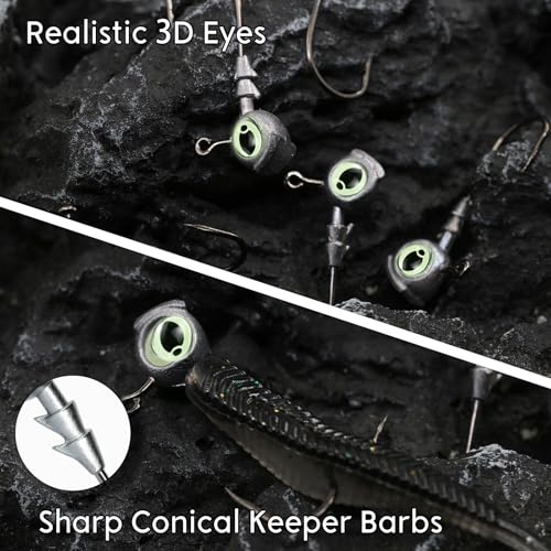 Weighted Swimbait Jig Heads with 3D Eyes - 1/8oz, 10pcs