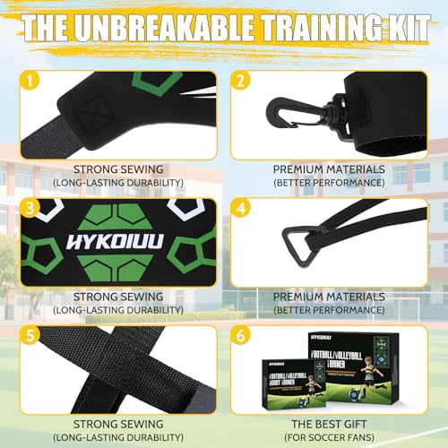 HYKOIUU Green Soccer Trainer Ball Control Practice Equipment for Kids & Adults