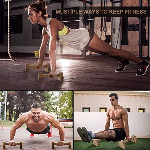Wood Push-Up Bars - Non-Slip 30CM Parallettes for Home Workout - Pine Wood