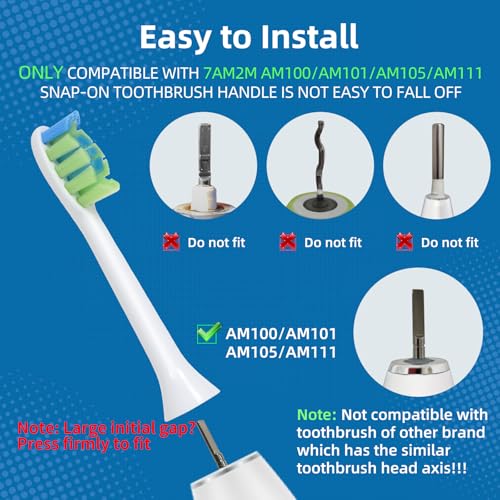 Electric Toothbrush Replacement Heads for 7AM2M AM100/AM105 - White