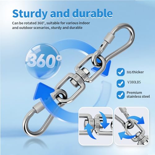 Heavy Duty Swivel Ring Double Ended Hook - 6mm Silver