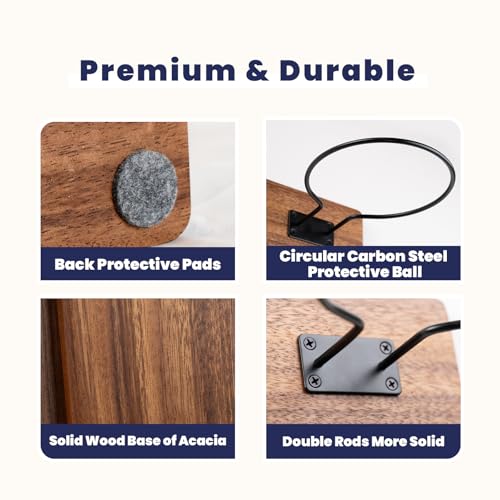 Rovarahoom Acacia Wall Mount Basketball & Sports Ball Holder - 4 Pcs