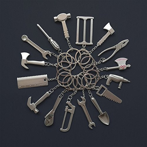 16pcs Mini Tool Keychains Set - Realistic Hand Tool Replicas for Gifts & Collectibles