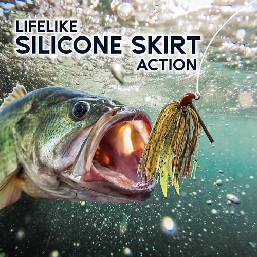 Reaction Tackle Flipping Jigs 6-Pack for Bass & Heavy Cover Fishing - Weedless Silicone Skirt, 1/2 Oz