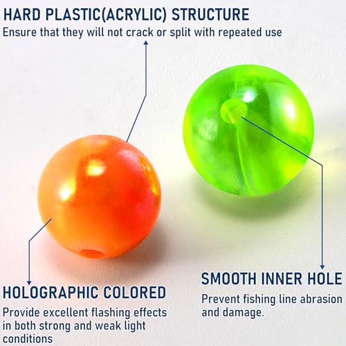 Holographic Fishing Beads - 100 Pack, 10mm Chartreuse for Salmon & Trout