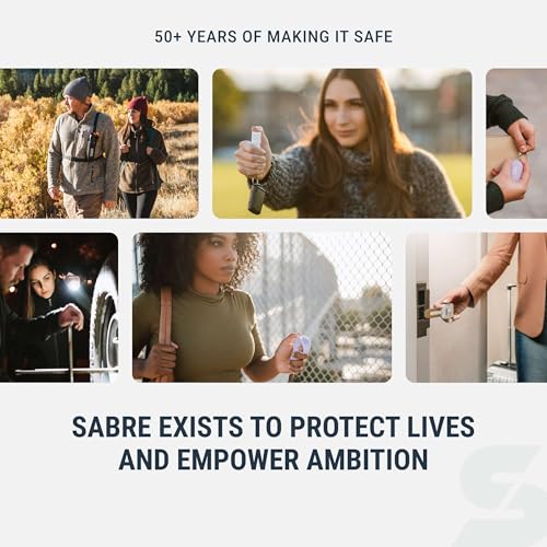 SABRE Pepper Spray - Fast Flip Top, Snap-Clip Keychain, Easy to Use & Carry, Maximum Police Strength OC Spray With UV Dye For Self Defense, 10 Second Spray Time, Finger Grip for Faster Aim, 0.54 fl oz