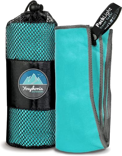 Microfiber Travel Towel - Fast Drying Lightweight - Mint/Gray 12" x 24"