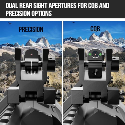 45 Degree Offset Iron Sights - Adjustable Flip Up Fiber Optic with Red Green Dots