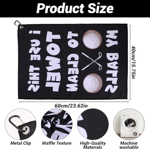 Funny Golf Towel for Men - Microfiber with Clip, 15.75" x 23.62"