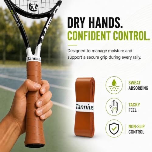 Tannius Tennis Overgrip Tape 6-Pack Brown — Sweat-Absorbing, Non-Slip Tacky Grip