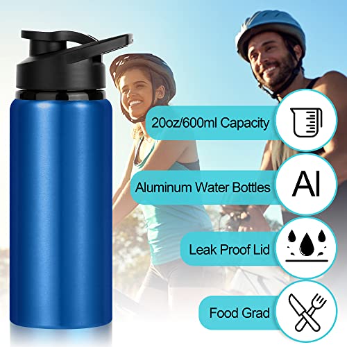 20 Oz Black Aluminum Water Bottles, 10 Pack with Snap Lids – Leak Proof, Reusable Sports Bottle