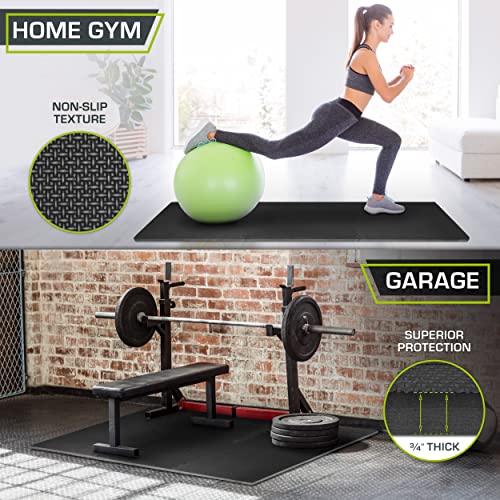 Extra Thick Exercise Puzzle Mat ¾-Inch - Black, 6 Tiles (24 SQ FT)
