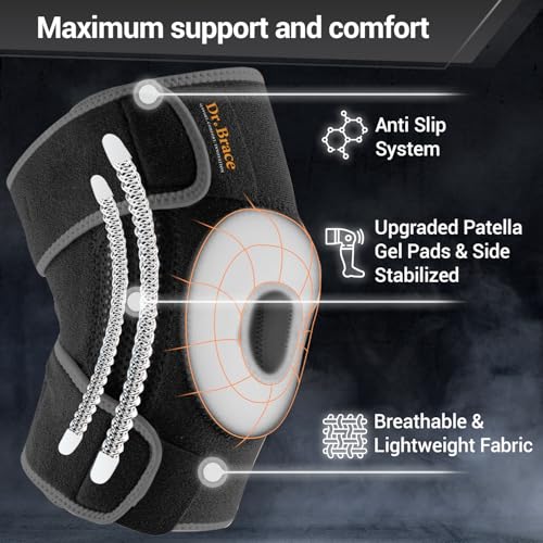 Knee Brace with Side Stabilizers & Gel Pads for Pain Relief - Large
