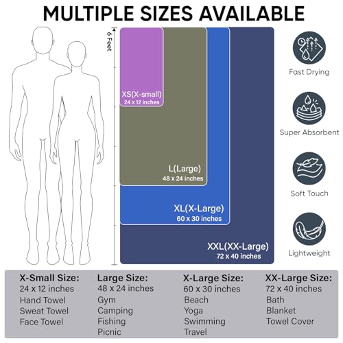 Microfiber Travel Towel - Ultra Absorbent Quick Dry - 24"×12" Army Green