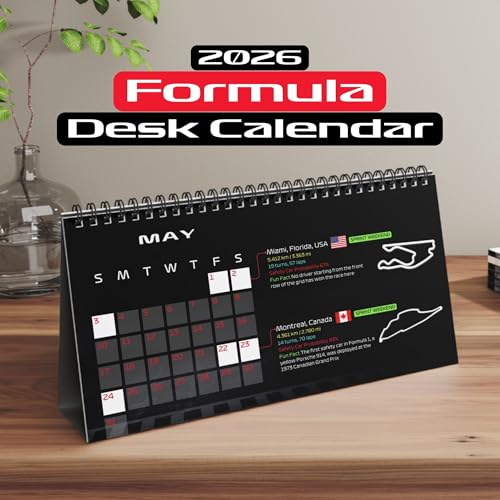 Formula Racing Desk Calendar 2026 - Multicolor, 10" x 5"