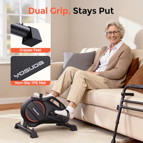 Under Desk Bike with 16-Level Resistance & Bluetooth App - Black-Orange